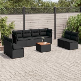 Set aus 8-teiligen Gartensofas und Kissen Kunstrattan schwarz von , Gartensets - Ref: Foro24-3255908, Preis: 542,23 €, Rabatt: %