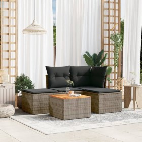 Garden sofa set with 5-piece synthetic rattan gray cushions by , Garden sets - Ref: Foro24-3255920, Price: 272,84 €, Discount: %