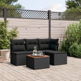 5-teiliges Gartenmöbel-Set und Kissen aus synthetischem Rattan schwarz von , Gartensets - Ref: Foro24-3255922, Preis: 295,99 ...