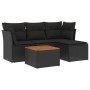 Set de muebles de jardín 5 pzas y cojines ratán sintético negro de , Conjuntos de jardín - Ref: Foro24-3255936, Precio: 324,6...