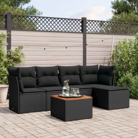 Set aus 6-teiligen Gartensofas und Kissen Kunstrattan schwarz von , Gartensets - Ref: Foro24-3255943, Preis: 374,99 €, Rabatt: %