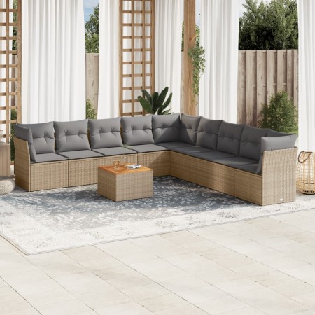 Set Gartensofas mit beigen Kissen 10 Stück synthetisches Rattan von , Gartensets - Ref: Foro24-3256024, Preis: 729,69 €, Raba...