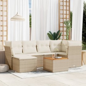 Set aus 7-teiligen Gartensofas und Kissen, synthetisches Rattan, beige von , Gartensets - Ref: Foro24-3256079, Preis: 513,99 ...