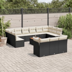 Set mit 14 Gartensofas mit schwarzen Kissen aus synthetischem Rattan von , Gartensets - Ref: Foro24-3256252, Preis: 781,99 €,...