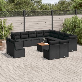 Set mit 14 Gartensofas mit schwarzen Kissen aus synthetischem Rattan von , Gartensets - Ref: Foro24-3256265, Preis: 880,99 €,...