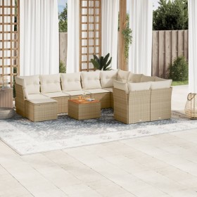 Set von 11-teiligen Gartensofas mit beigen Kissen aus synthetischem Rattan von , Gartensets - Ref: Foro24-3256303, Preis: 879...