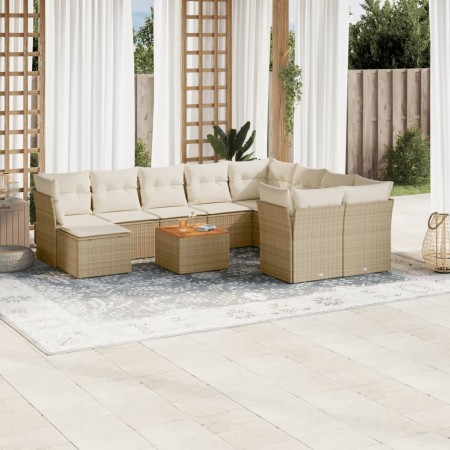 Set de sofás de jardín 11pzas con cojines ratán sintético beige de , Conjuntos de jardín - Ref: Foro24-3256303, Precio: 834,2...