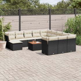 Garden sofa set with 13-piece black synthetic rattan cushions by , Garden sets - Ref: Foro24-3256315, Price: 768,99 €, Discou...