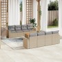 Gartensofa-Set mit 9-teiligen beigen Kissen aus PE-Rattan-Mix. von , Gartensets - Ref: Foro24-3256374, Preis: 713,16 €, Rabat...