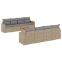 Garden sofa set with beige mixed cushions 9 pieces PE rattan by , Garden sets - Ref: Foro24-3256374, Price: 693,99 €, Discoun...