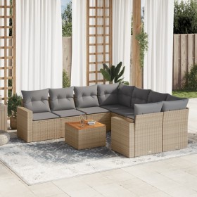 Garden sofa set with beige mixed cushions 9 pieces PE rattan by , Garden sets - Ref: Foro24-3256381, Price: 648,99 €, Discoun...