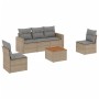 Garden sofa set with beige mixed cushions, 6 pieces, PE rattan. by , Garden sets - Ref: Foro24-3256395, Price: 434,70 €, Disc...