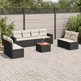 Set aus 8-teiligen Gartensofas und Kissen Kunstrattan schwarz von , Gartensets - Ref: Foro24-3256413, Preis: 522,56 €, Rabatt: %