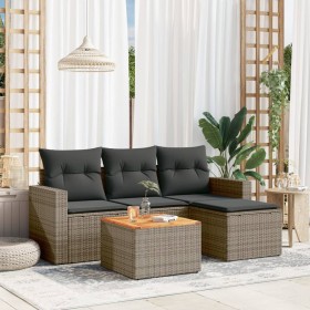 Garden sofa set with 5-piece synthetic rattan gray cushions by , Garden sets - Ref: Foro24-3256424, Price: 346,99 €, Discount: %