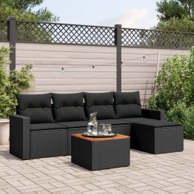 Set aus 6-teiligen Gartensofas und Kissen Kunstrattan schwarz von , Gartensets - Ref: Foro24-3256426, Preis: 387,61 €, Rabatt: %