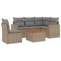 Garden sofa set with beige mixed cushions, 6 pieces, PE rattan. by , Garden sets - Ref: Foro24-3256458, Price: 461,41 €, Disc...