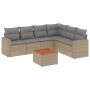 Gartensofa-Set mit beige gemischten Kissen, 7-teilig, aus PE-Rattan. von , Gartensets - Ref: Foro24-3256472, Preis: 519,97 €,...