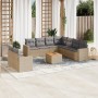 Gartensofa-Set mit 10-teiligen beigen Kissen aus synthetischem Rattan. von , Gartensets - Ref: Foro24-3256521, Preis: 777,32 ...