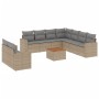 Gartensofa-Set mit 10-teiligen beigen Kissen aus synthetischem Rattan. von , Gartensets - Ref: Foro24-3256521, Preis: 777,32 ...