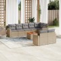 Garden sofa set with beige mixed cushions 9 pieces PE rattan by , Garden sets - Ref: Foro24-3256542, Price: 729,68 €, Discoun...