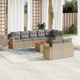 Garden sofa set with beige mixed cushions 9 pieces PE rattan by , Garden sets - Ref: Foro24-3256542, Price: 732,90 €, Discoun...