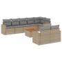 Garden sofa set with beige mixed cushions 9 pieces PE rattan by , Garden sets - Ref: Foro24-3256542, Price: 729,68 €, Discoun...