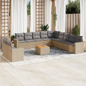 Gartensofa-Set mit 12-teiligen beigen Kissen aus PE-Rattan-Mischung. von , Gartensets - Ref: Foro24-3256535, Preis: 956,96 €,...