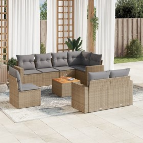 Gartensofa-Set mit beigem Kissenmix, 9-teilig aus PE-Rattan von , Gartensets - Ref: Foro24-3256549, Preis: 729,68 €, Rabatt: %