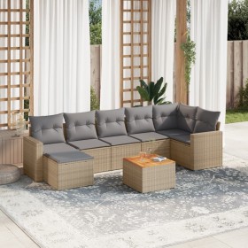 Garden sofa set with beige mixed cushions, 8 pieces, PE rattan. by , Garden sets - Ref: Foro24-3256563, Price: 571,99 €, Disc...