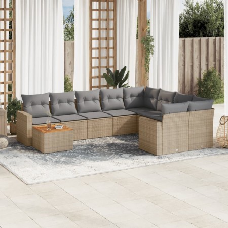 Gartensofa-Set mit 10-teiligen beigen Kissen aus synthetischem Rattan. von , Gartensets - Ref: Foro24-3256619, Preis: 759,71 ...