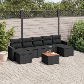 Set aus 8-teiligen Gartensofas und Kissen Kunstrattan schwarz von , Gartensets - Ref: Foro24-3256580, Preis: 505,59 €, Rabatt: %