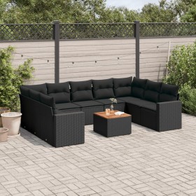 Set de sofás de jardín 10 pzas cojines ratán sintético negro de , Conjuntos de jardín - Ref: Foro24-3256594, Precio: 651,36 €...