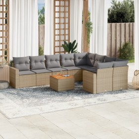 Gartensofa-Set mit beigen Kissen, 10-teilig, synthetisches Rattan von , Gartensets - Ref: Foro24-3256612, Preis: 759,71 €, Ra...