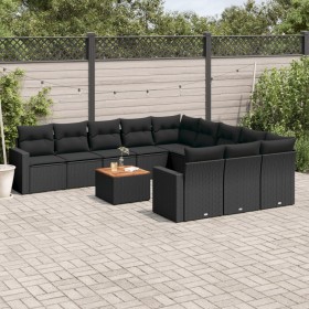 Set Gartensofas 12 Stück Kissen synthetisches Rattan schwarz von , Gartensets - Ref: Foro24-3256678, Preis: 784,81 €, Rabatt: %