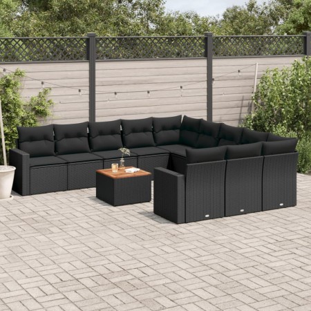 Set Gartensofas 12 Stück Kissen synthetisches Rattan schwarz von , Gartensets - Ref: Foro24-3256678, Preis: 783,67 €, Rabatt: %