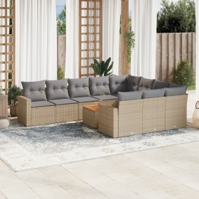 Gartensofa-Set mit beigem Kissenmix, 11-teilig aus PE-Rattan von , Gartensets - Ref: Foro24-3256633, Preis: 768,99 €, Rabatt: %