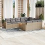 Gartensofa-Set mit beigem Kissenmix, 11-teilig aus PE-Rattan von , Gartensets - Ref: Foro24-3256633, Preis: 754,50 €, Rabatt: %