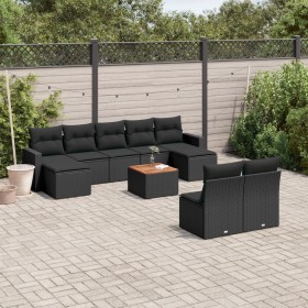 Set de sofás de jardín 10 pzas cojines ratán sintético negro de , Conjuntos de jardín - Ref: Foro24-3256650, Precio: 584,45 €...