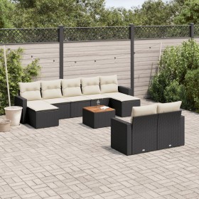 Set de sofás de jardín 10 pzas cojines ratán sintético negro de , Conjuntos de jardín - Ref: Foro24-3256665, Precio: 602,35 €...