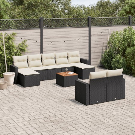 Garden sofa set 10 pieces with black synthetic rattan cushions by , Garden sets - Ref: Foro24-3256665, Price: 602,35 €, Disco...