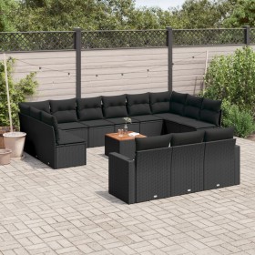 Set mit 14 Gartensofas mit schwarzen Kissen aus synthetischem Rattan von , Gartensets - Ref: Foro24-3256692, Preis: 928,94 €,...