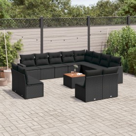 Set aus Gartensofas und Kissen 13 Stück synthetisches Rattan schwarz von , Gartensets - Ref: Foro24-3256699, Preis: 844,89 €,...