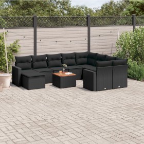 Garden sofa set 11 pieces and black synthetic rattan cushions by , Garden sets - Ref: Foro24-3256741, Price: 739,69 €, Discou...