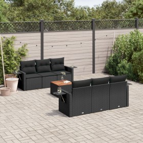 7-teiliges Garten-Esszimmerset und Kissen synthetisches Rattan schwarz von , Gartensets - Ref: Foro24-3256783, Preis: 632,18 ...