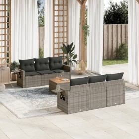 7-piece garden sofa set with gray PE rattan cushions by , Garden sets - Ref: Foro24-3256788, Price: 582,99 €, Discount: %