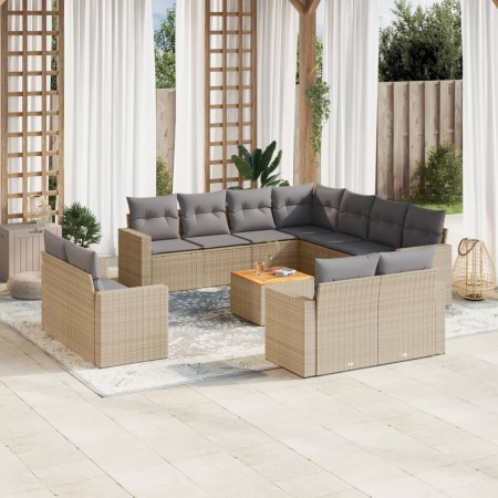 Gartensofa-Set mit 12-teiligen beigen Kissen aus PE-Rattan-Mix. von , Gartensets - Ref: Foro24-3256717, Preis: 1,00 €, Rabatt: %