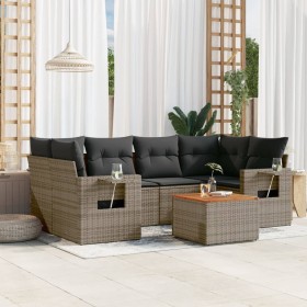 7-piece garden sofa set with gray PE rattan cushions by , Garden sets - Ref: Foro24-3256795, Price: 508,32 €, Discount: %