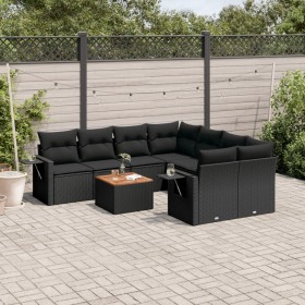 Set aus 8-teiligen Gartensofas und Kissen Kunstrattan schwarz von , Gartensets - Ref: Foro24-3256818, Preis: 664,10 €, Rabatt: %