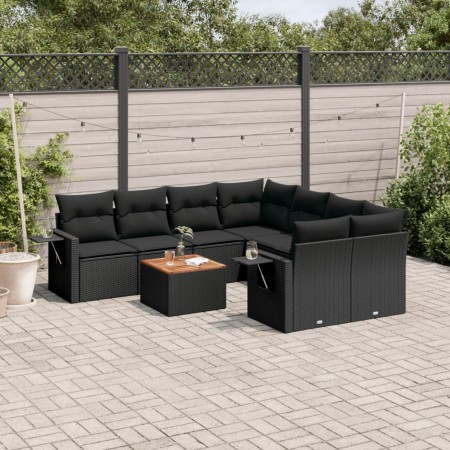 Set aus 8-teiligen Gartensofas und Kissen Kunstrattan schwarz von , Gartensets - Ref: Foro24-3256818, Preis: 664,10 €, Rabatt: %