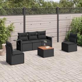 Set aus 6-teiligen Gartensofas und Kissen Kunstrattan schwarz von , Gartensets - Ref: Foro24-3256832, Preis: 433,10 €, Rabatt: %